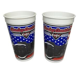 Vintage Harley Davidson Las Vegas Cafe Plastic Souvinier Cup Set of 2